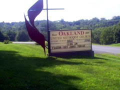 Sign in front of Iakland Church